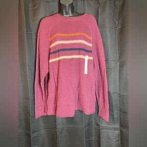 Sonoma Maroon Striped crew neck Sweater. NWT! Size Large